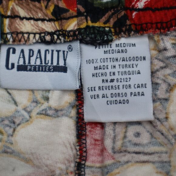 Capacity Shorts Womens M Multicolor Floral Elastic Waist High Rise Culotte - Picture 2 of 14